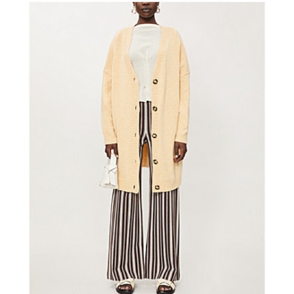 ACNE STUDIOS Button-through wool V-neck cardigan in Beige
